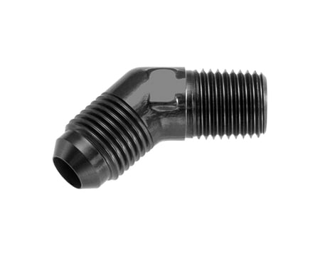 1/4" NPT to #6 AN - 45-Degree Black